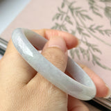 54.6mm A-Grade Natural Lavender Green Jadeite Modern Round Bangle No.152076