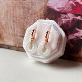 Icy A-Grade Natural Jadeite Bagel Huggies Earrings No.180773