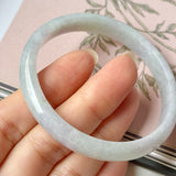 54.6mm A-Grade Natural Lavender Green Jadeite Modern Round Bangle No.152076
