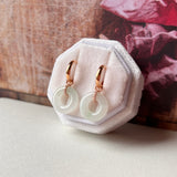 Icy A-Grade Natural Jadeite Bagel Huggies Earrings No.180773