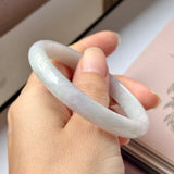 54.6mm A-Grade Natural Lavender Green Jadeite Modern Round Bangle No.152076
