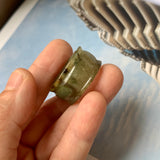 19.3mm A-Grade Natural Yellowish Green Jadeite Archer Ring Band No.161592