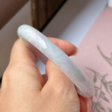 54.6mm A-Grade Natural Lavender Green Jadeite Modern Round Bangle No.152076