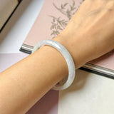 54.6mm A-Grade Natural Lavender Green Jadeite Modern Round Bangle No.152076