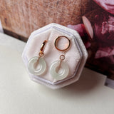 Icy A-Grade Natural Jadeite Bagel Huggies Earrings No.180773