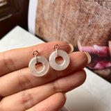 Icy A-Grade Natural Jadeite Bagel Huggies Earrings No.180773