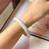 54.6mm A-Grade Natural Lavender Green Jadeite Modern Round Bangle No.152076