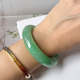 53mm A-Grade Green Jadeite Modern Round Bangle(Collector's Item) No.152144