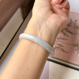 54.6mm A-Grade Natural Lavender Green Jadeite Modern Round Bangle No.152076