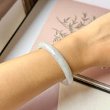 54.6mm A-Grade Natural Lavender Green Jadeite Modern Round Bangle No.152076