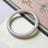 SOLD OUT: 54.5mm A-Grade Natural Lavender Green Jadeite Traditional Round Bangle No.152077
