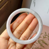 SOLD OUT: 54.5mm A-Grade Natural Lavender Green Jadeite Traditional Round Bangle No.152077