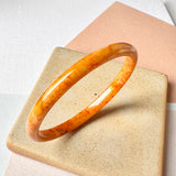 52.1mm A-Grade Natural Orangey Red Jadeite Modern Round Bangle No.151979