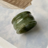 19.3mm A-Grade Natural Dark Green Jadeite Archer Ring Band No.161582