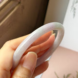 SOLD OUT: 54.5mm A-Grade Natural Lavender Green Jadeite Traditional Round Bangle No.152077