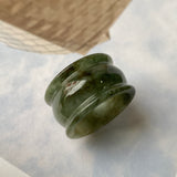 19.3mm A-Grade Natural Dark Green Jadeite Archer Ring Band No.161582