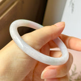 SOLD OUT: 54.5mm A-Grade Natural Lavender Green Jadeite Traditional Round Bangle No.152077
