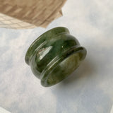 19.3mm A-Grade Natural Dark Green Jadeite Archer Ring Band No.161582