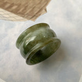19.3mm A-Grade Natural Dark Green Jadeite Archer Ring Band No.161582