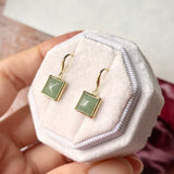 A-Grade Natural Mint Green Jadeite Sugarloaf Shepherd's Hook Earring No.180778