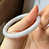 SOLD OUT: 54.5mm A-Grade Natural Lavender Green Jadeite Traditional Round Bangle No.152077