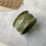 19.3mm A-Grade Natural Dark Green Jadeite Archer Ring Band No.161582
