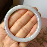 SOLD OUT: 54.5mm A-Grade Natural Lavender Green Jadeite Traditional Round Bangle No.152077