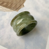 19.3mm A-Grade Natural Dark Green Jadeite Archer Ring Band No.161582