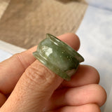 19.3mm A-Grade Natural Dark Green Jadeite Archer Ring Band No.161582