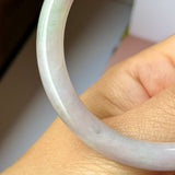 SOLD OUT: 54.5mm A-Grade Natural Lavender Green Jadeite Traditional Round Bangle No.152077