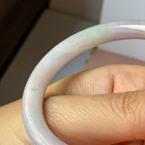 SOLD OUT: 54.5mm A-Grade Natural Lavender Green Jadeite Traditional Round Bangle No.152077