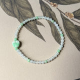 3.6mm A-Grade Natural Jadeite Ruyi Bean Beaded Bracelet No.190509