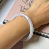 SOLD OUT: 54.5mm A-Grade Natural Lavender Green Jadeite Traditional Round Bangle No.152077