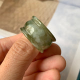 19.3mm A-Grade Natural Dark Green Jadeite Archer Ring Band No.161582