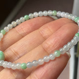 3.6mm A-Grade Natural Jadeite Ruyi Bean Beaded Bracelet No.190509