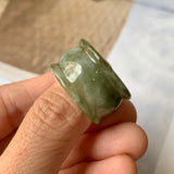 19.3mm A-Grade Natural Dark Green Jadeite Archer Ring Band No.161582