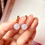 Icy A-Grade Natural Lavender Jadeite Sphere Huggies Earrings No.180779