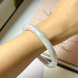SOLD OUT: 54.5mm A-Grade Natural Lavender Green Jadeite Traditional Round Bangle No.152077