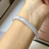 SOLD OUT: 54.5mm A-Grade Natural Lavender Green Jadeite Traditional Round Bangle No.152077