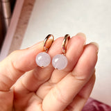 Icy A-Grade Natural Lavender Jadeite Sphere Huggies Earrings No.180779