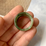 19.3mm A-Grade Natural Dark Green Jadeite Archer Ring Band No.161582