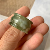 19.3mm A-Grade Natural Dark Green Jadeite Archer Ring Band No.161582