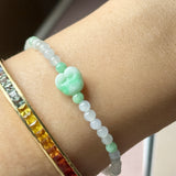 3.6mm A-Grade Natural Jadeite Ruyi Bean Beaded Bracelet No.190509