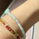 3.6mm A-Grade Natural Jadeite Ruyi Bean Beaded Bracelet No.190509