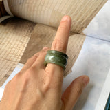 19.3mm A-Grade Natural Dark Green Jadeite Archer Ring Band No.161582