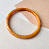 52.1mm A-Grade Natural Orangey Red Jadeite Modern Round Bangle No.151979
