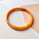 52.1mm A-Grade Natural Orangey Red Jadeite Modern Round Bangle No.151979