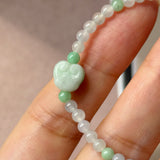 3.6mm A-Grade Natural Jadeite Ruyi Bean Beaded Bracelet No.190509