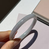 55.1mm A-Grade Natural Lavender Green Jadeite Traditional Round Bangle No.152078