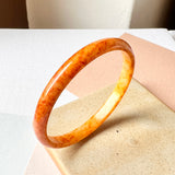 52mm A-Grade Natural Orangey Red Jadeite Modern Round Bangle No.151980